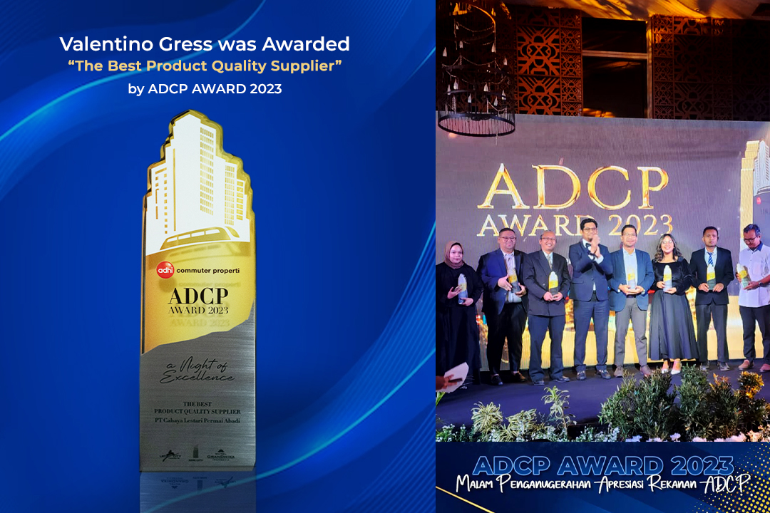 VALENTINO GRESS raih penghargaan “The Best Product Quality Supplier” by ADCP AWARD 2023