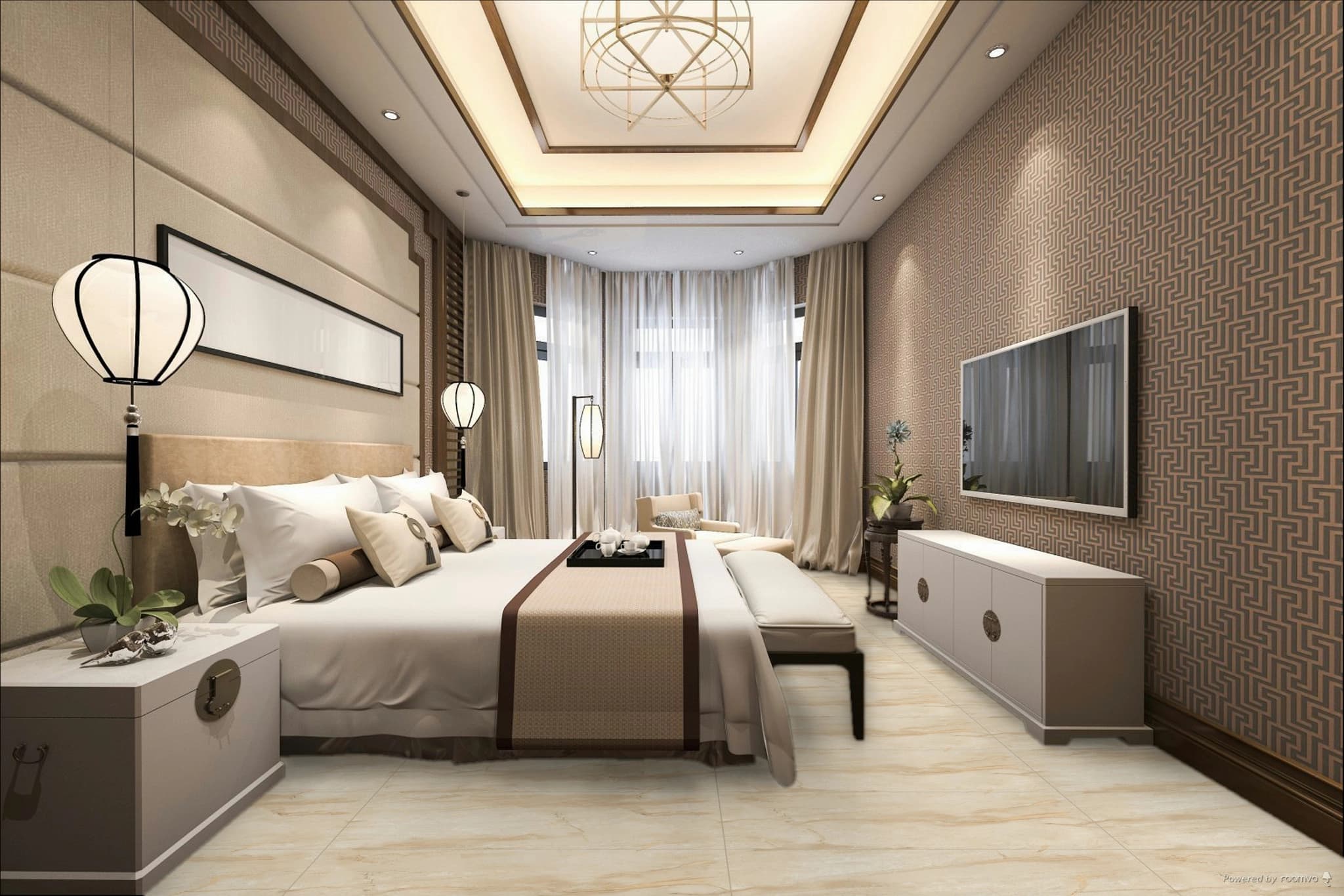 Bedroom simulation using Valentino materials